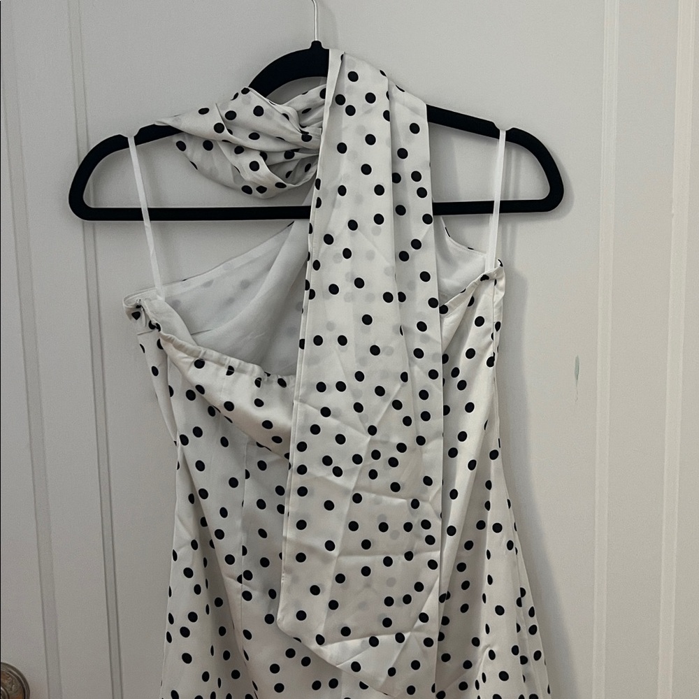 Commense White Polka Dot Mini Dress with Black Spots - Picture 4 of 6